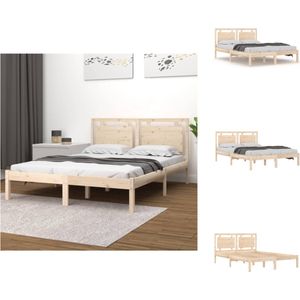 vidaXL Houten Bedframe - Massief grenenhout - Multiplex lattenbodem - 195.5 x 145.5 x 31 cm - Geschikt voor 140 x 190 cm matras - Montage vereist - vidaXL - Bed