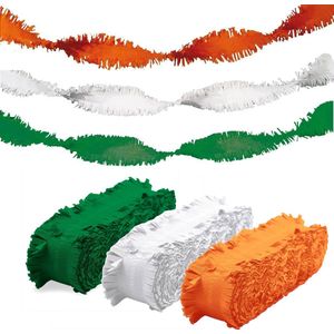 Folat versiering slingers combi oranje/wit/groen 24 meter crepe papier