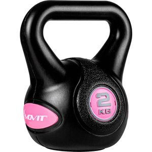 MOVIT® Kettlebell Stylish - Kunststof - 2 kg - Zwart - Roze