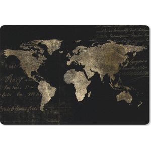 Bureau mat - Wereldkaart - Goud - Vintage - 60x40