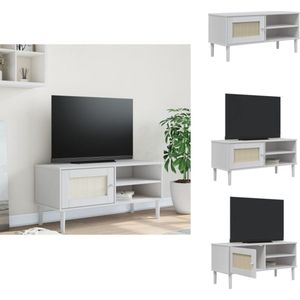 vidaXL Tv-meubel - Tv-meubelen - Tv Kast - Opbergkast - Tv-meubel SENJA 106x40x49 cm rattan massief grenenhout wit