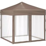 vidaXL - Partytent - inklapbaar - met - zijwanden - 2x2 - m - taupe