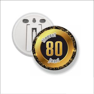 Button Met Clip 58 MM - Hoera 80 Jaar