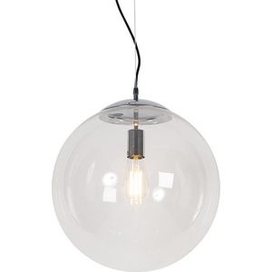 QAZQA ball - Moderne Hanglamp - 1 lichts - H 1400 mm - Chroom - Woonkamer | Slaapkamer | Keuken