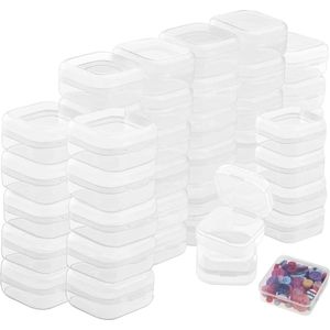 Goodivery ® Kleine plastic doos, kleine opbergdoos, plastic, transparant, 50 stuks, opbergdoos, kleine opbergdozen met deksel, pillen, kruiden, kleine kralen, sieradenaccessoires kleine voorwerpen