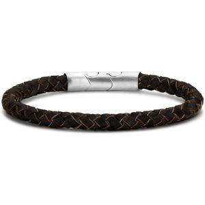 Frank 1967 bracelet d.brown braided leather ips 21cm