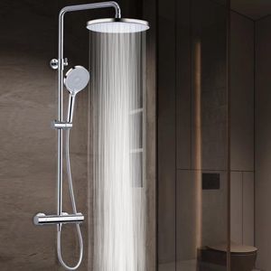 JGS® - Luxe Thermostatisch Douchesysteem met Regendouche en Douchekop - Duurzaam en in Hoogte Verstelbaar-