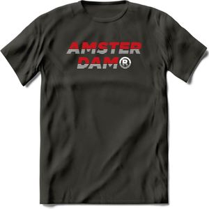 Amsterdam T-Shirt | Souvenirs Holland Kleding | Dames / Heren / Unisex Koningsdag shirt | Grappig Nederland Fiets Land Cadeau | - Donker Grijs - 3XL
