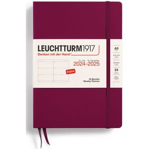 Leuchtturm1917 weekplanner - agenda - 18 maanden 2024 - 2025 - hardcover - A5 - port red