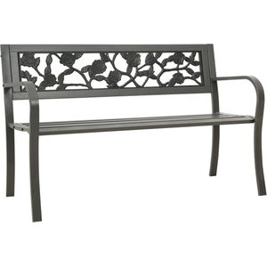 The Living Store Vintage Tuinbank - Grijs - 125x53x77 cm - Gepoedercoat staal en kunststof