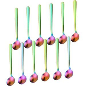 House of Husk Theelepel Set - Theelepeltjes - Koffielepels - Koffielepeltjes - RVS - 13cm - 12 Stuks - Regenboog