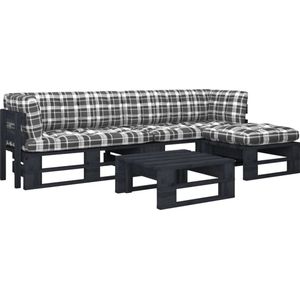 The Living Store Loungeset Pallet - Grenenhout - 110 x 65 x 55 cm - Met kussens - Geschikt voor binnen en buiten