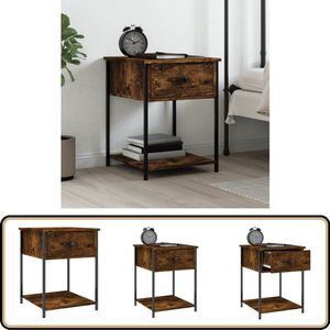 vidaXL Nachtkastje - Gerookt Eiken - Bewerkt Hout Nachtkastje - Nachtaandrijftafel - Houten Nachtstand - Bruine Nachtkast - Vintage Nachtkast