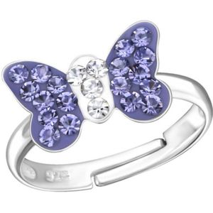 La Rosa Princesa Paars Vlinder ring Zilver - Meisje Verstelbaar