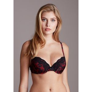 Monique Dames Lingerie half voorgevormde met beugel Balconette BH (11-588) - Maat 75C - ZWART-KERS