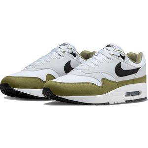 Nike - Air Max 1 - Sneakers - Wit - Zwart - Medium Olive