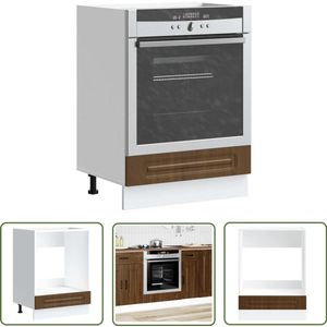 The Living Store Ovenkast Kalmar bewerkt hout bruin eikenkleur - Ovenkast - Houtskeuken - Keukenopstelling - Kookgelegenheid - Bergruimte