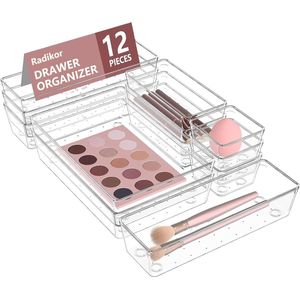 Set van 12 Transparante Lade-Organizers voor Keuken, Badkamer en Kantoor