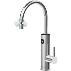 Kraan - Keukenkraan - Elektrische Instant Waterverhitter Kraan - Thermostaatkraan - 220V - RVS Verwarmde Kraan met Universele Adapter - Geborsteld Zilver