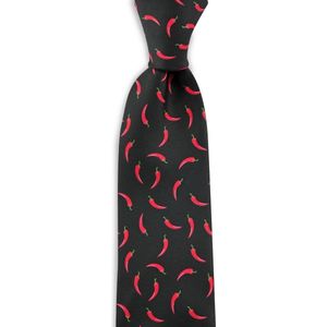 We Love Ties - Stropdas Red Peppers - bedrukt polyester Twill - zwart / rood / groen