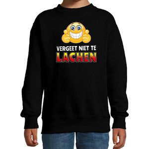 Funny emoticon sweater Vergeet niet te lachen zwart voor kids - Fun / cadeau trui 98/104