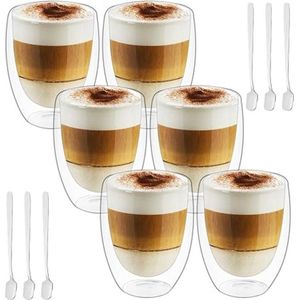 SHOP YOLO-latte macchiato glazen-dubbelwandige koffieglazen-set van 6 -350 ml-dubbelwandige glazen-cappuccino glazen-thermoglazen