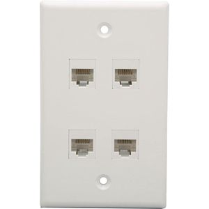 Ethernet-muurplaat 4 Poorten Cat6 Keystone Jack - RJ45 Inline-koppeling Vrouwelijk Naar Vrouwelijk - Wit - HTML Content nodig .
