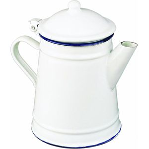 Koffiepot Blanca conisch 1 l geëmailleerd staal wit-blauw - afmetingen 23 x 20 x 31 cm Koffiepot