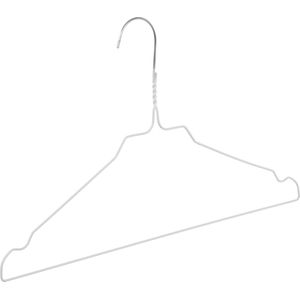 De Kledinghanger Gigant - 75 x Draadhanger / stomerijhanger metaal wit gecoat (Ø 2,4 mm) met rokinkepingen, 41 cm