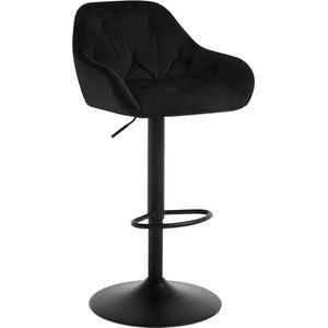 Barkruk - Counter Chair - Draaikruk - Donkergrijs/Zwart - In Hoogte Verstelbare - Metalen Onderstel - Getuft Design - Comfortabel Zitvlak