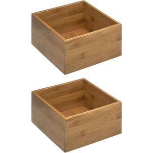 5Five - Opberg/sorteer/lade verdelers bakjes bamboe 18 x 18 x 9.5 cm - Set van 2x stuks
