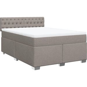 vidaXL - Boxspring - met - matras - stof - taupe - 160x200 - cm