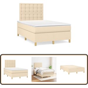 vidaXL Boxspring met matras stof crèmekleurig 120x190 cm
