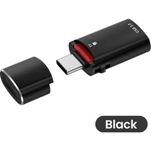 NÖRDIC CRD-040 2 in 1 Adaper - USB-C TF Kaartlezer - OTG USB 3.0 Adapter - Zwart