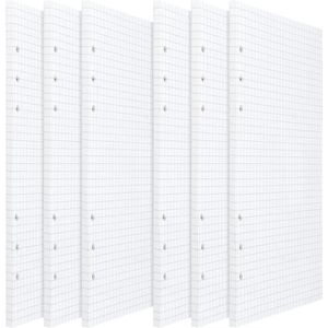 Trankielo - A5 Geruite Vellen 270 Stuks 6 Gaten A5 Navul Papier Ruitjes Papier Navul Papier voor A5 Notitieboekje Journal Schets DIY Ivoor Wit (6 Pack)