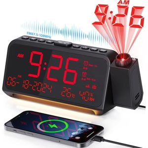 Solacis Wekkerradio Met Projectie - Wekkerradio - Digitale wekker - Wekkerradio kinderen - Wekker met projectie op plafond - Must have!