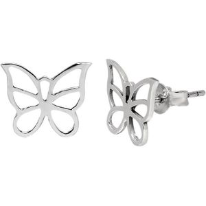 Oorbellen | Oorstekers | Zilveren oorstekers, opengewerkte vlinders