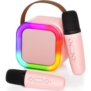 Mini draagbare Bluetooth-luidspreker met 2 draadloze microfoons voor kinderen volwassenen - kinderspeelgoed verjaardagscadeaus meisjes 4 5 6 7 8 9 10 12+ jaar