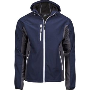 Tee Jays Heren Lichtgewicht Performance Hooded Soft Shell Jacket (Marine / Donkergrijs)