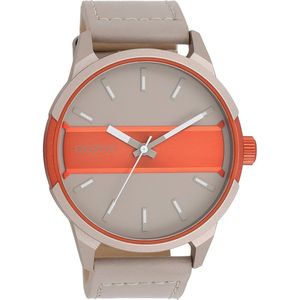 OOZOO Timepieces - Zand/fluo oranje OOZOO horloge met zand leren band - C11230