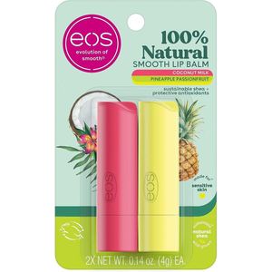 eos 100% Natural Lip Balm - Coconut Milk and Pineapple Passionfruit - 2 stuks