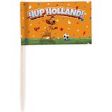 Cocktailprikkers - 100x - Loeki de Leeuw - Hup Holland - oranje - 8 cm