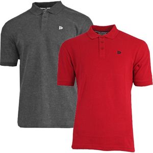 Donnay Polo 2-Pack - Sportpolo - Heren - Maat L - Charcoal & Berry-red (298)