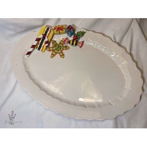 BellaCeramics 1222 | Schaal Snoep | grote ovale schaal | kerstmis - sinterklaas | Italië - Italiaans keramiek servies 27 x 9 cm