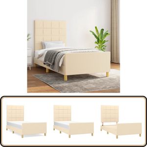 vidaXL Bedframe - 90x200 cm - Crèmekleurig - Zonder matras Bed Frame - Houten Bed - Slaapkamer Meubels - Tweepersoon Bed - Creme Kleur