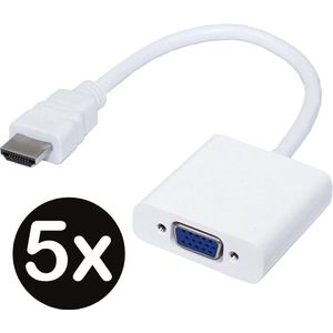 HDMI naar VGA Adapter Kabel Converter 1080p Full HD - Wit - 5 PACK