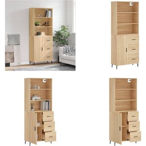 vidaXL Hoge kast 69-5x34x180 cm bewerkt hout sonoma eikenkleurig - Hoge Kast - Hoge Kasten - Dressoir - Buffetkast