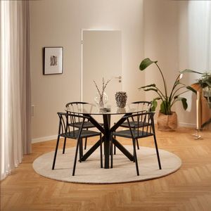 Giga Living - Eettafel Harrie - Glas - Zwart - Ø119cm - Hoogwaardig Glas