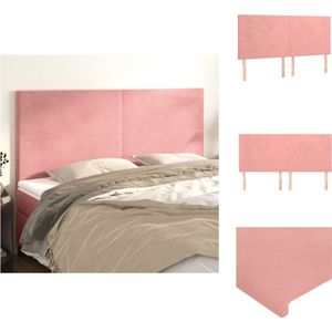 vidaXL Hoofdbord - Klassiek - Bed - Afmeting- 200x118/128cm - Ken- Roze stof - Materiaal- Polyester - Bedonderdeel