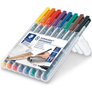 STAEDTLER Lumocolor F permanent pen - Box 8 kleuren
